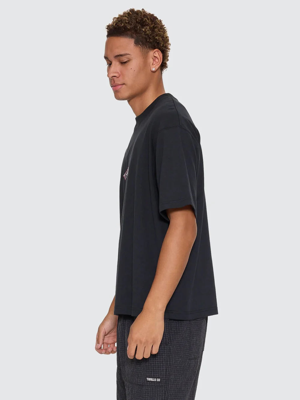 Thrills Tournament Of Roses Oversize Box Crop Tee - Washed Black