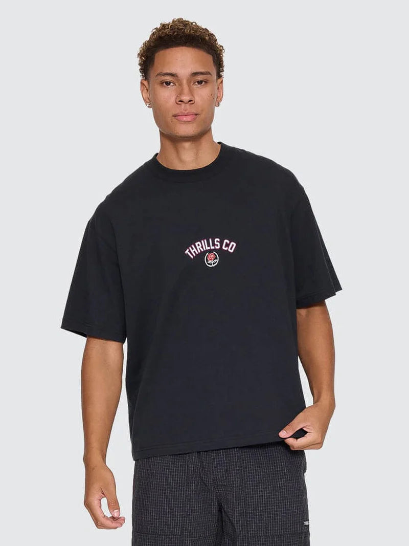 Thrills Tournament Of Roses Oversize Box Crop Tee - Washed Black