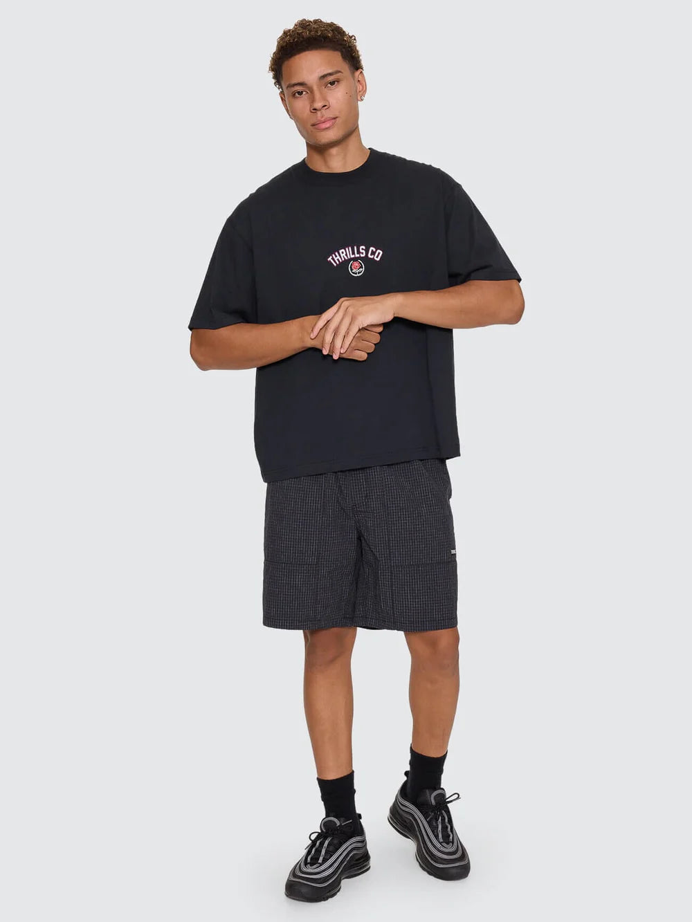 Thrills Tournament Of Roses Oversize Box Crop Tee - Washed Black