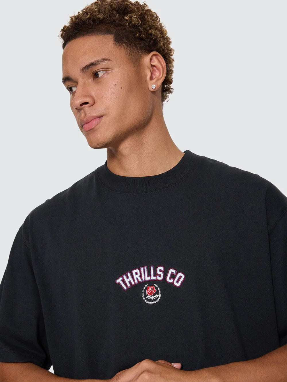 Thrills Tournament Of Roses Oversize Box Crop Tee - Washed Black