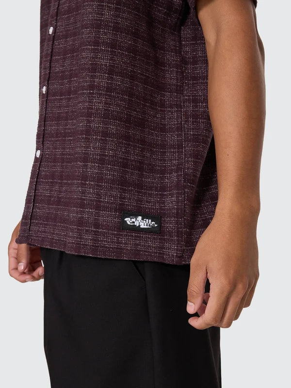 Thrills Patches Cropped Short Sleeve Shirt - Aubergine