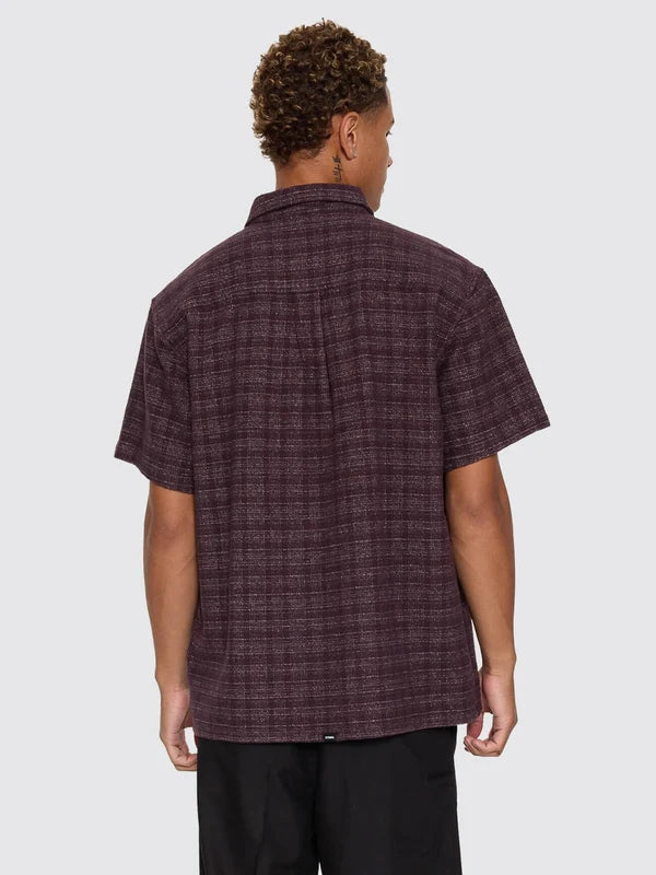 Thrills Patches Cropped Short Sleeve Shirt - Aubergine