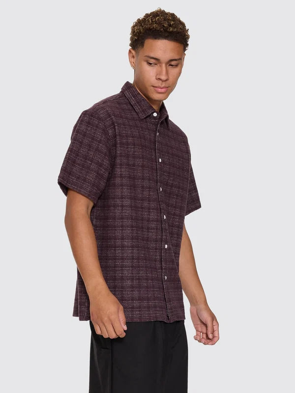 Thrills Patches Cropped Short Sleeve Shirt - Aubergine