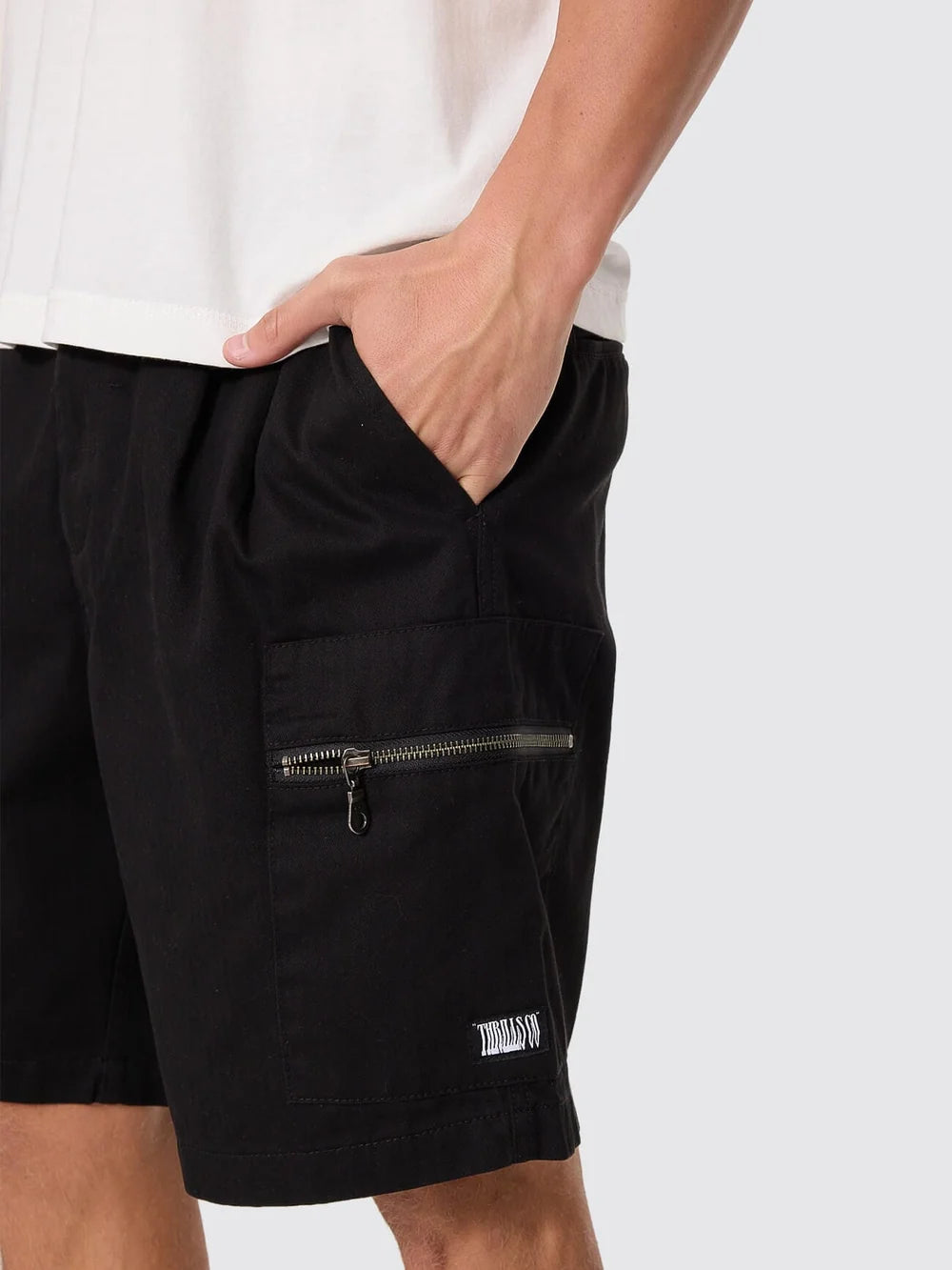 Thrills Chaotic Interventions Big Slacker Baggy Cropped Short  Black