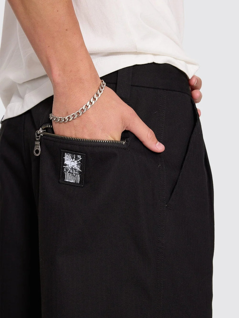 Thrills Chaotic Interventions Big Slacker Baggy Cropped Short  Black