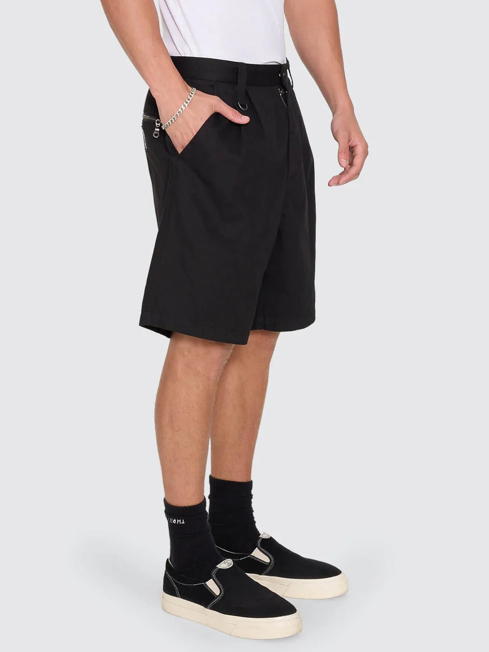 Thrills Chaotic Interventions Big Slacker Baggy Cropped Short  Black