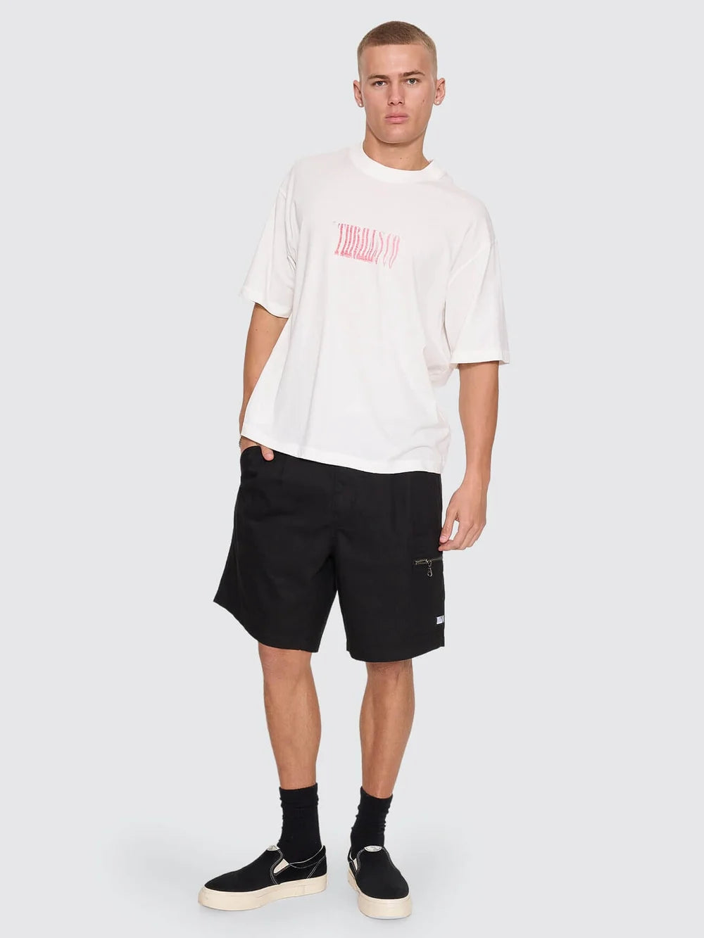 Thrills Chaotic Interventions Big Slacker Baggy Cropped Short  Black