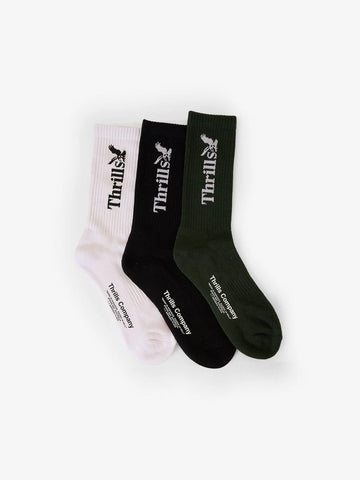 Thrills Workwear 3 Pack Sock White/Black/Grape Leaf