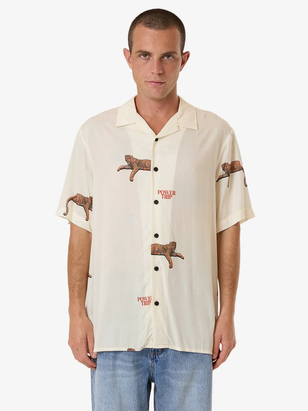 Thrills Power Trip Bowling Shirt Heritage White