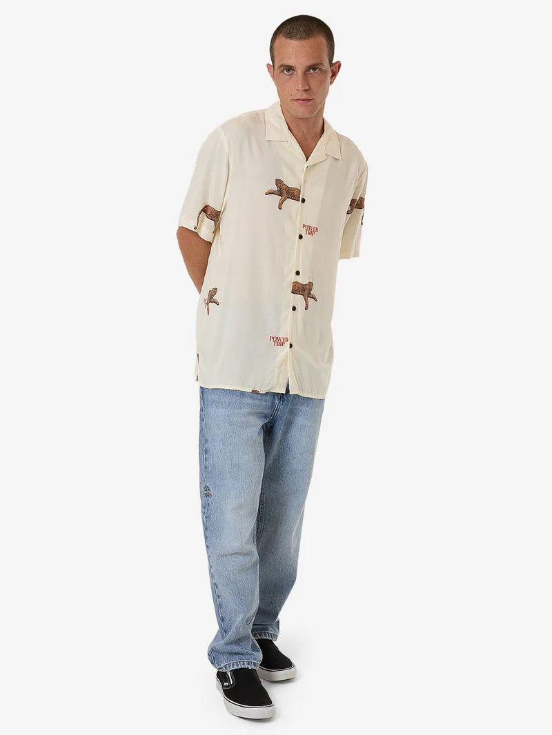 Thrills Power Trip Bowling Shirt Heritage White