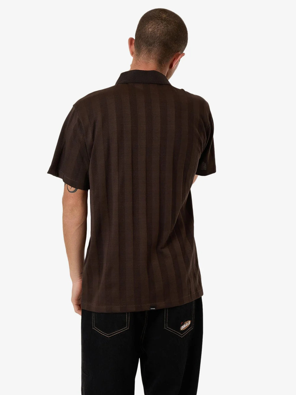 Thrills Arts & Industrial Quarter Zip Polo Postal Brown