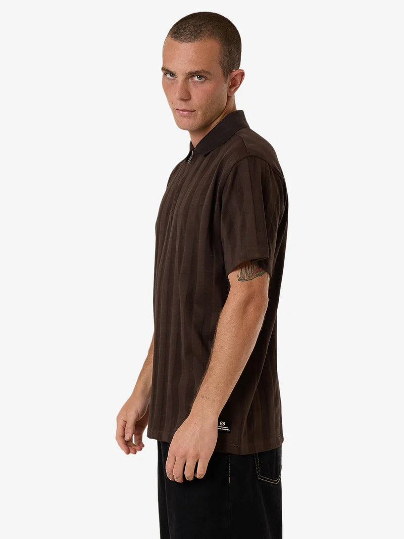Thrills Arts & Industrial Quarter Zip Polo Postal Brown