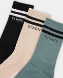 Thrills Minimal Thrills 3 Pack Sock Green Coast/Tofu/Black