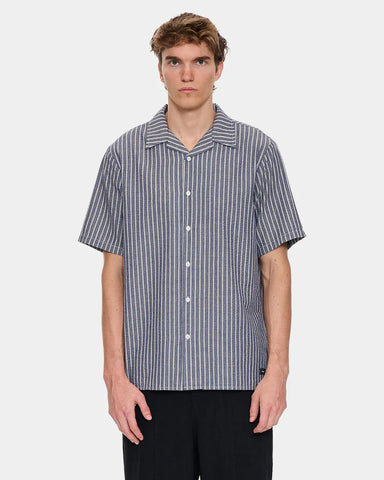 Thrills Gardens Stripe Bowling Shirt - Ebony