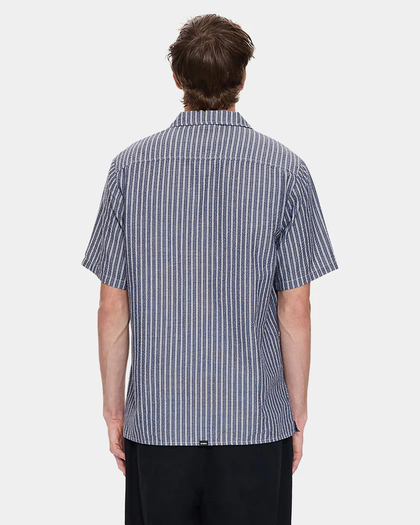Thrills Gardens Stripe Bowling Shirt - Ebony