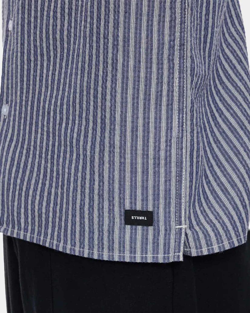Thrills Gardens Stripe Bowling Shirt - Ebony