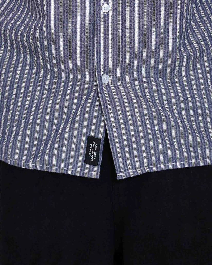 Thrills Gardens Stripe Bowling Shirt - Ebony