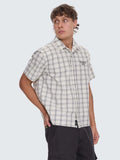 Thrills Touch The Sky Check Short Sleeve Cropped Shirt - Heritage White