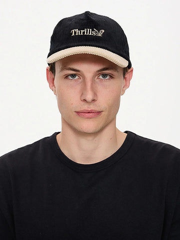 Thrills Workwear 5 Panel Cap - Black - Green Sheen