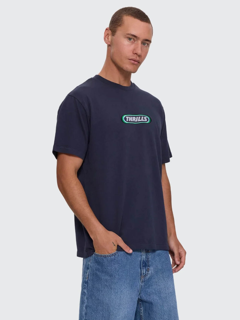 Thrills Built to Win Embro Merch Fit Tee - Indigo Marble