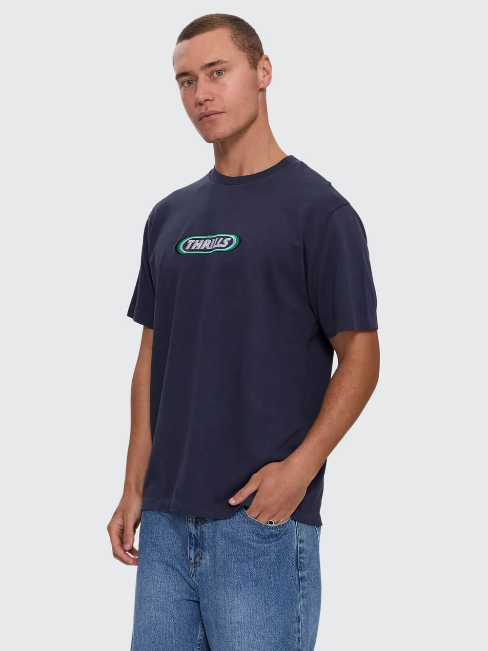Thrills Built to Win Embro Merch Fit Tee - Indigo Marble