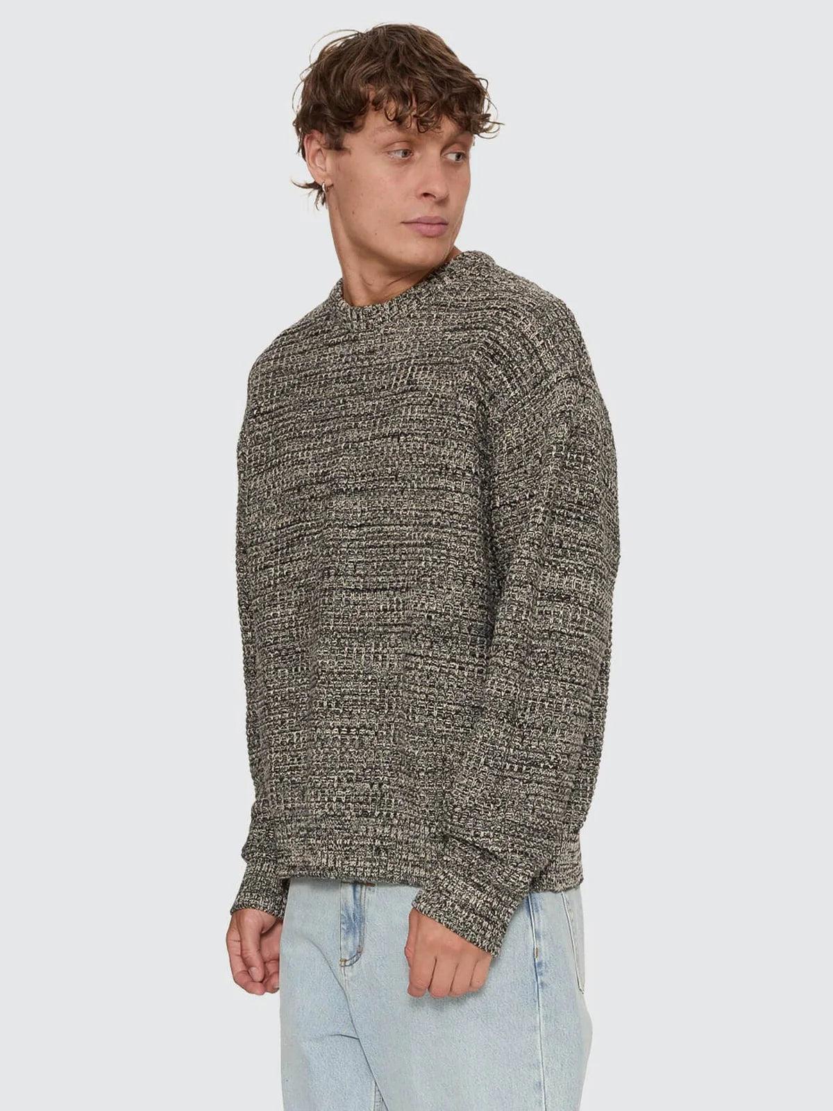 Thrills Union Box Crop Crew Knit - Carbon Marle