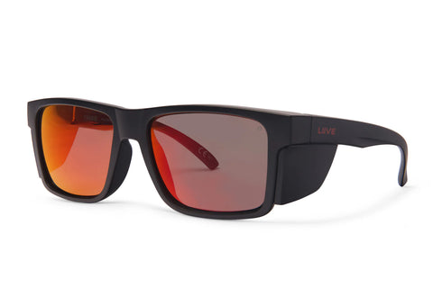 Liive Tradie Safety Red Mirror Polarised Matt Black