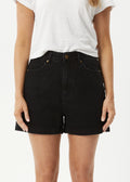 Afends Seventy Three's  Organic Denim High Waisted Shorts - Washed Black