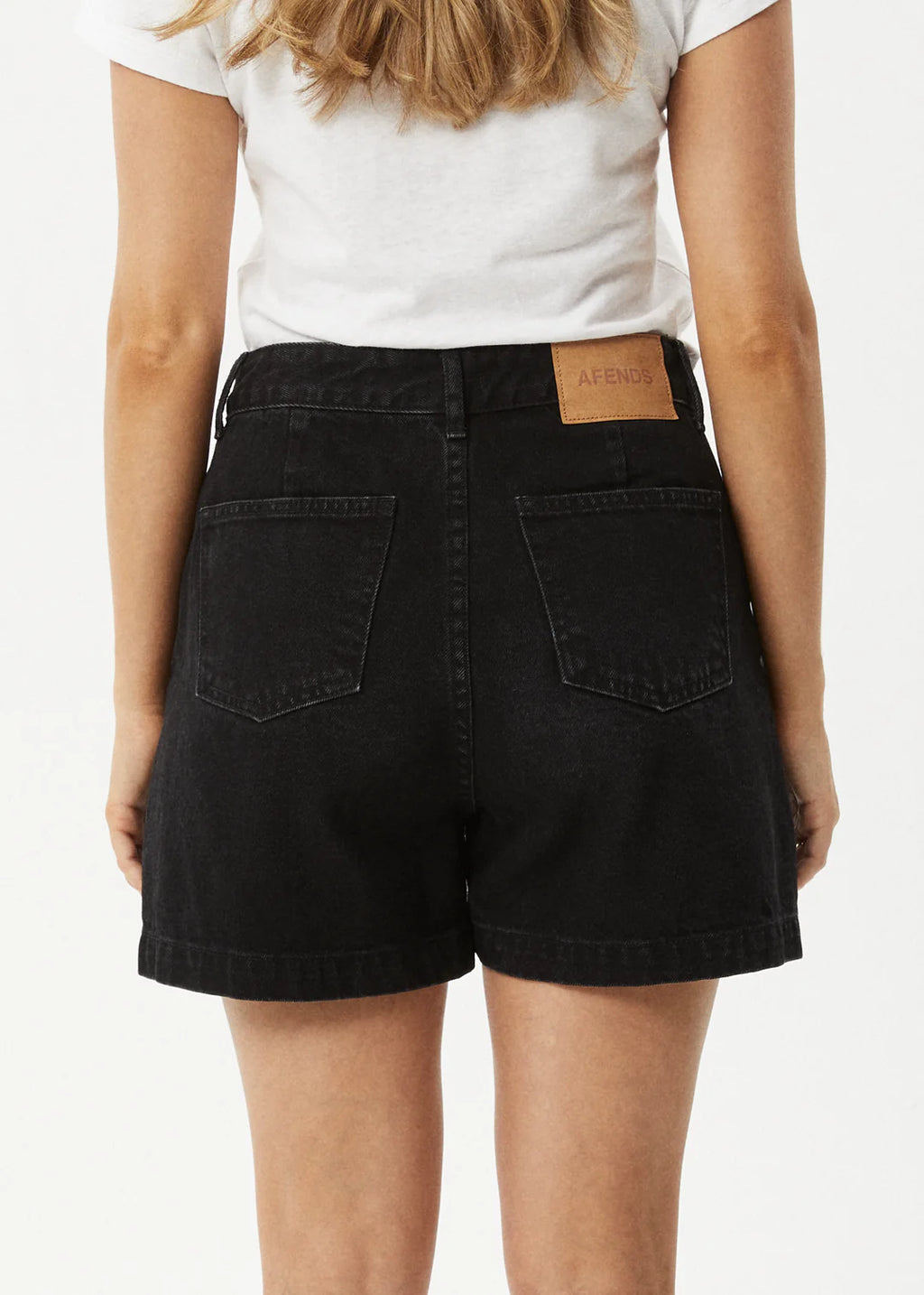 Afends Seventy Three's  Organic Denim High Waisted Shorts - Washed Black