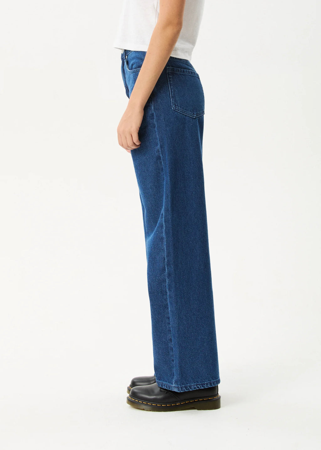 Afends Bella Denim Wide Leg Baggy Jean Authentic Blue