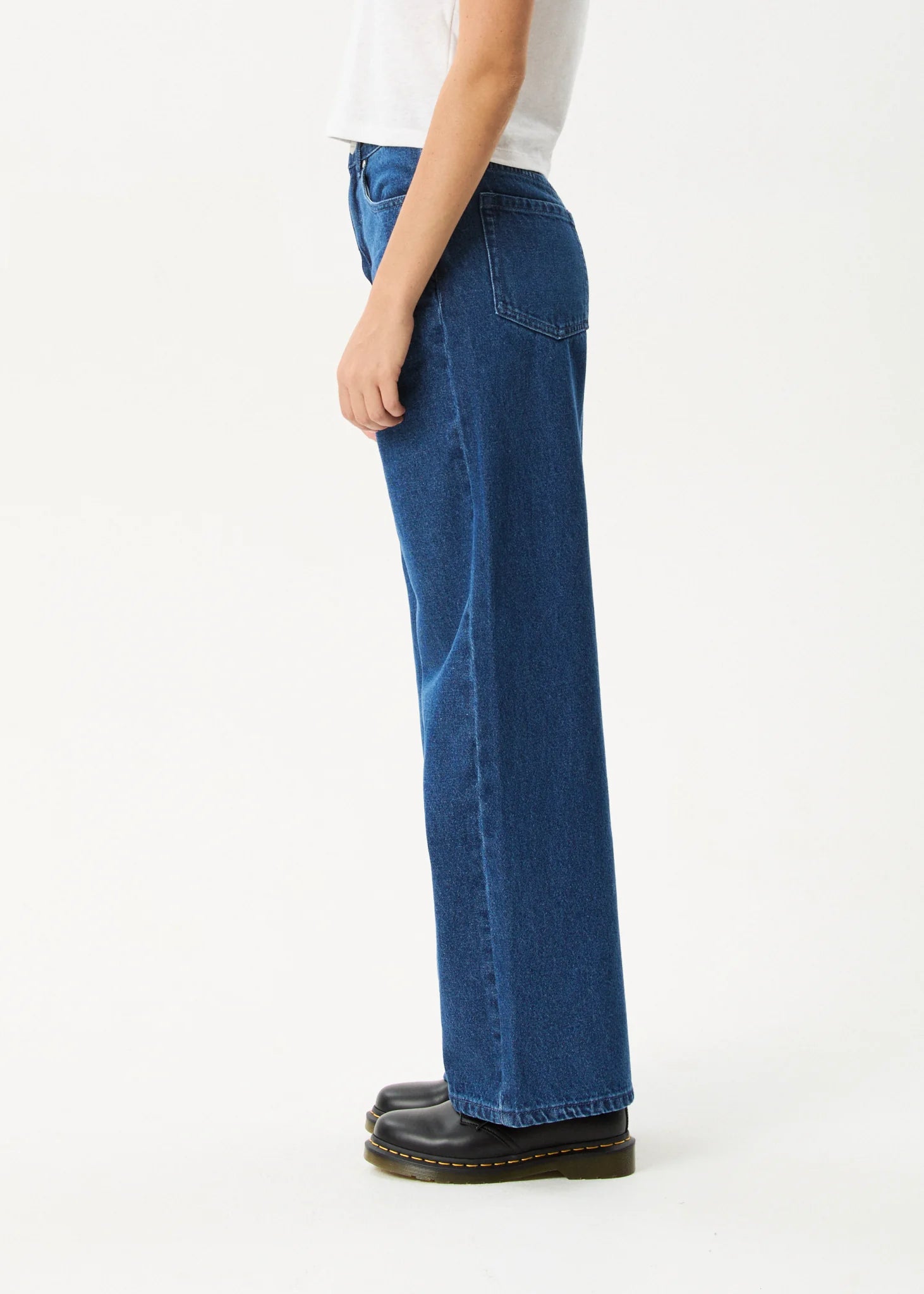 Afends Bella Denim Wide Leg Baggy Jean Authentic Blue