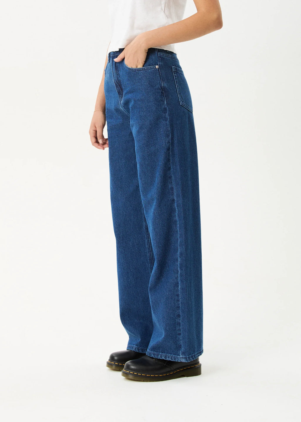 Afends Bella Denim Wide Leg Baggy Jean Authentic Blue
