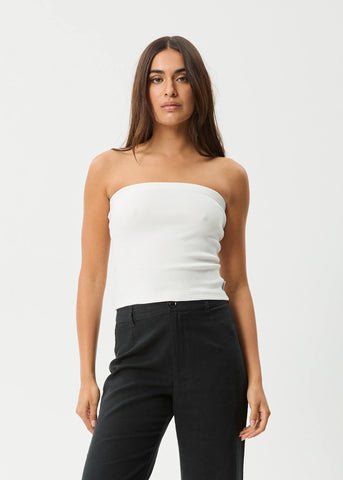 Afends Jamie Rib Tube Top - White