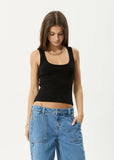Afends Layden Rib Singlet - Black