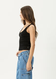 Afends Layden Rib Singlet - Black