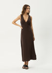 Afends Focus Seersucker Maxi Dress Coffee