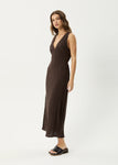 Afends Focus Seersucker Maxi Dress Coffee