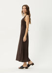 Afends Focus Seersucker Maxi Dress Coffee