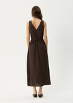 Afends Focus Seersucker Maxi Dress Coffee