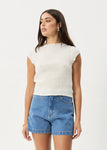 Afends Focus Seersucker Top Off White