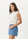 Afends Focus Seersucker Top Off White