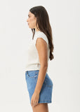 Afends Focus Seersucker Top Off White