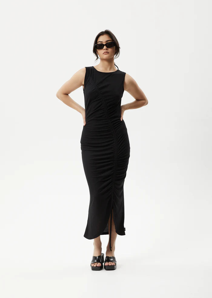Afends Mirage Bamboo Sheer Maxi Dress Black