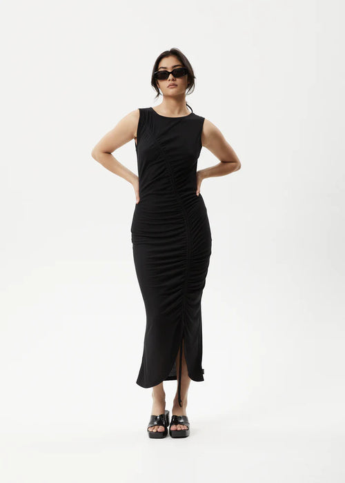 Afends Mirage Bamboo Sheer Maxi Dress Black