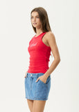 Afends Notice Recycled Rib Singlet - Tomato