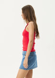 Afends Notice Recycled Rib Singlet - Tomato