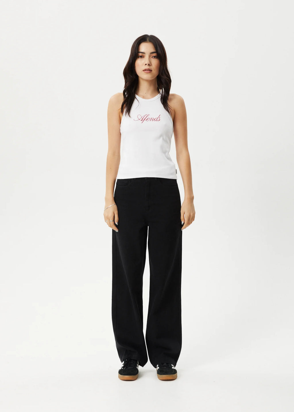Afends Notice Recycled Rib Singlet White