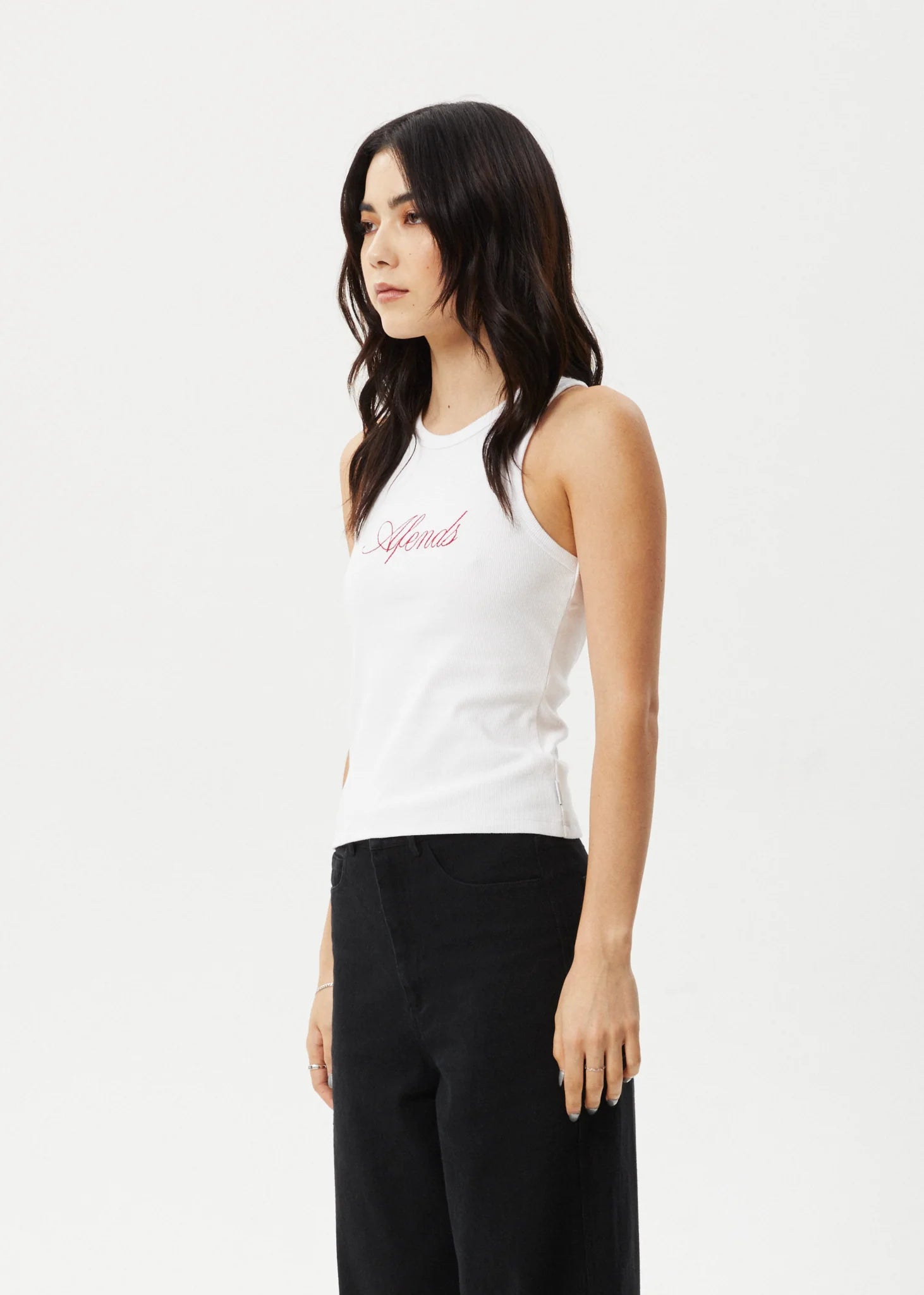 Afends Notice Recycled Rib Singlet White
