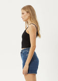 Sky High - Recycled Rib Singlet - Black