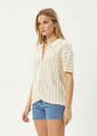 Claudia - Organic Knit Shirt - White / Sand